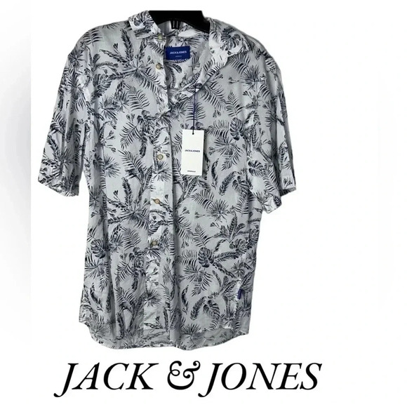 Jack&Jones Tropical print cotton shirt , NWT, resortwear,beach ,coastal - Picture 1 of 12